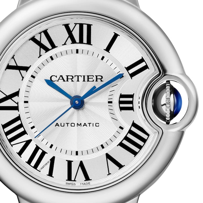  Shop Authentic Cartier Ballon Bleu De Cartier Silver Dial Black Leather Strap Watch for Women - WSBB0030 - Luxxuri