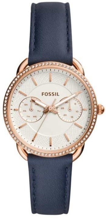  Shop Authentic Fossil Tailor White Dial Blue Leather Strap Watch for Women - ES4394 - Luxxuri