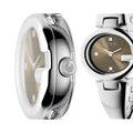  Shop Authentic Gucci Guccissima Quartz Diamonds Brown Dial Silver Steel Strap Watch For Women - YA134503 - Luxxuri