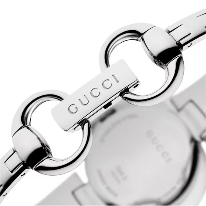  Shop Authentic Gucci Guccissima Diamonds Mother of Pearl Dial Silver Steel Strap Watch For Women - YA134504 - Luxxuri