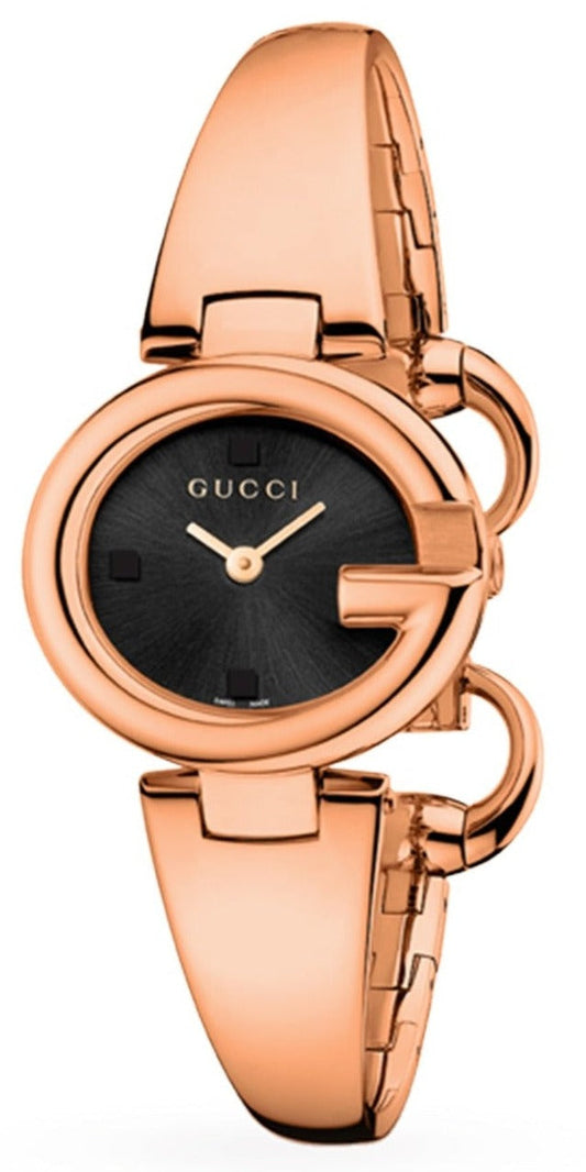  Shop Authentic Gucci Guccissima Collection Quartz Black Dial Rose Gold Steel Strap Watch For Women - YA134509 - Luxxuri