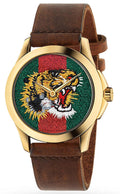  Shop Authentic Gucci Le Marche Des Merveilles Red & Green Dial Brown Leather Strap Unisex Watch - YA126497 - Luxxuri