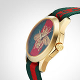 Shop Authentic Gucci Le Marche des Merveilles Green & Red Dial Green & Red NATO Strap Unisex Watch - YA126487 - Luxxuri