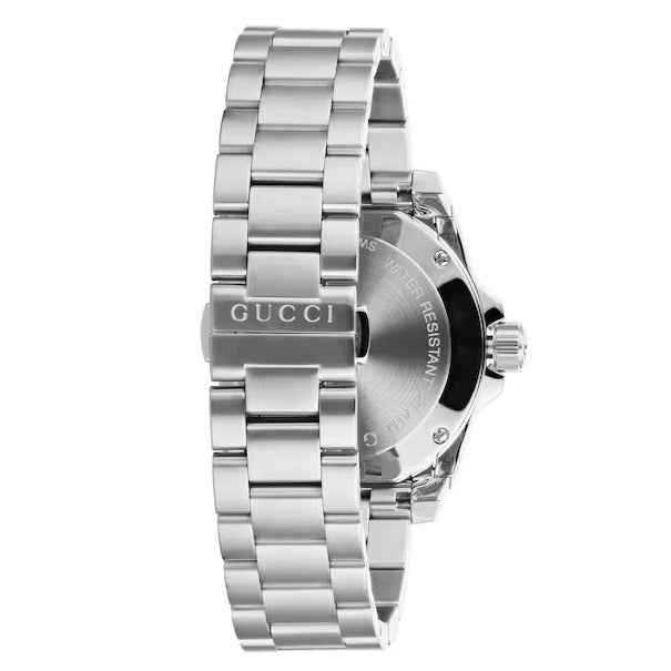  Shop Authentic Gucci Dive Quartz Black Dial Silver Steel Strap Watch For Men - YA136301A - Luxxuri
