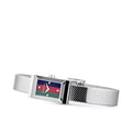  Shop Authentic Gucci G Frame Quartz Diamonds Green & Red Mother of Pearl Dial Silver Mesh Bracelet Watch For Women - YA147510 - Luxxuri