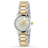  Shop Authentic Gucci G Timeless Quartz Mother of Pearl Dial Two Tone Steel Strap Watch For Women - YA1265012 - Luxxuri