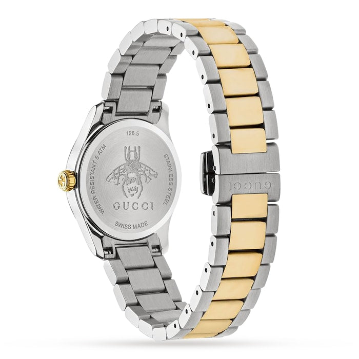  Shop Authentic Gucci G Timeless Quartz Mother of Pearl Dial Two Tone Steel Strap Watch For Women - YA1265012 - Luxxuri