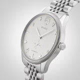  Shop Authentic Gucci G Timeless Automatic Silver Dial Silver Steel Strap Watch for Men - YA126354 - Luxxuri