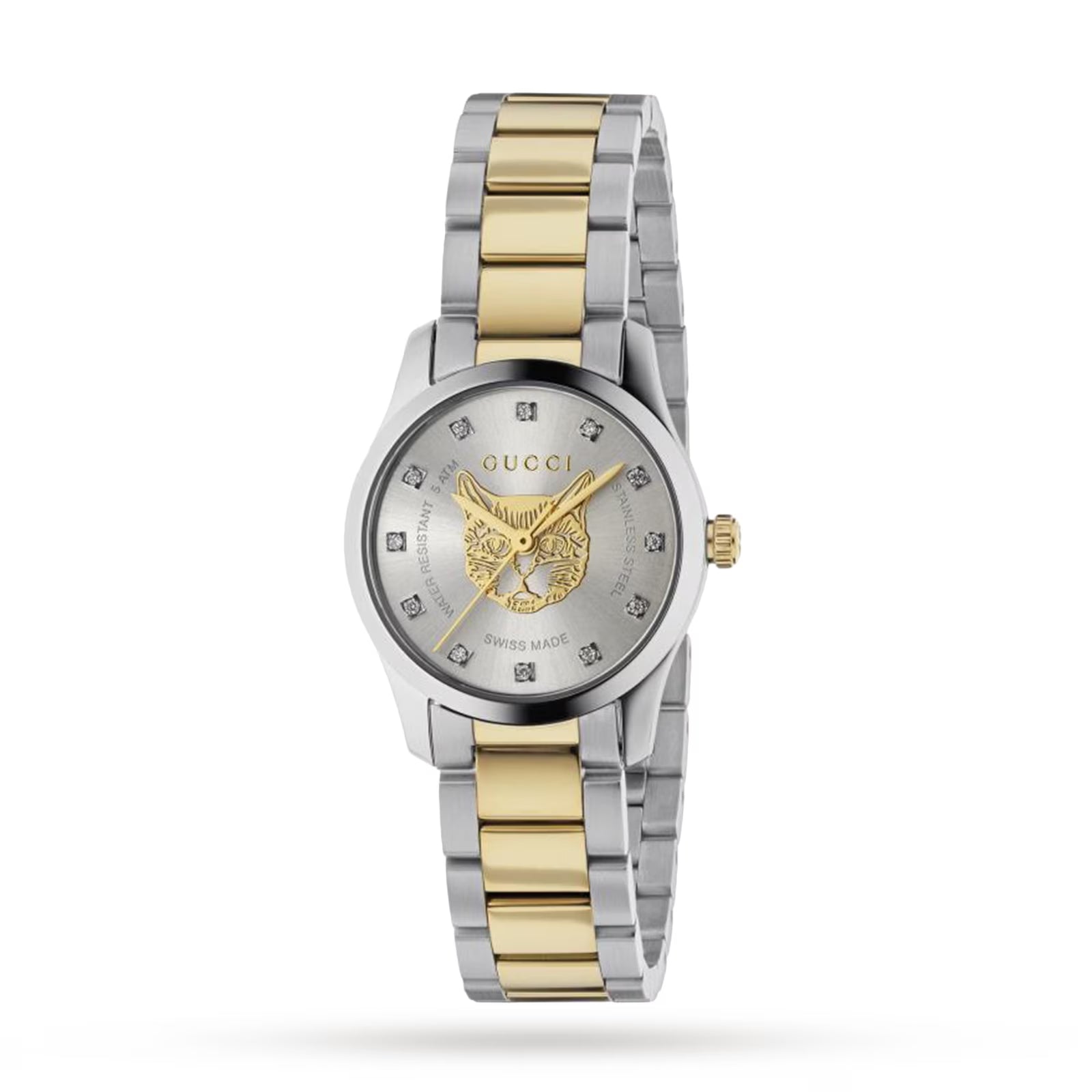  Shop Authentic Gucci G Timeless Quartz Diamonds Silver Dial Two Tone Steel Strap Watch For Women - YA1265016 - Luxxuri