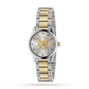  Shop Authentic Gucci G Timeless Quartz Diamonds Silver Dial Two Tone Steel Strap Watch For Women - YA1265016 - Luxxuri