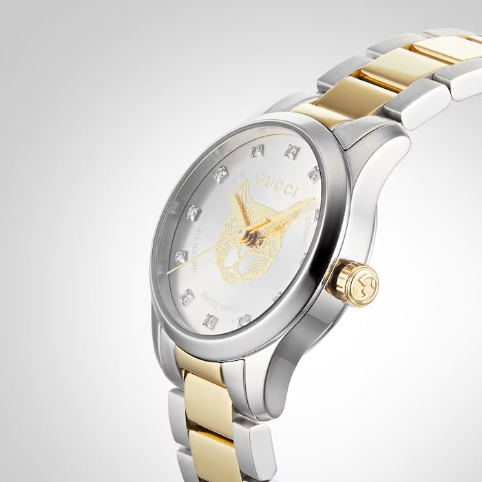  Shop Authentic Gucci G Timeless Quartz Diamonds Silver Dial Two Tone Steel Strap Watch For Women - YA1265016 - Luxxuri