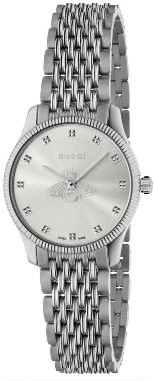  Shop Authentic Gucci G Timeless Quartz Silver Dial Silver Steel Strap Watch For Women - YA1265019 - Luxxuri
