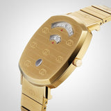  Shop Authentic Gucci Grip Quartz Yellow Gold Dial Gold Steel Strap Unisex Watch - YA157409 - Luxxuri