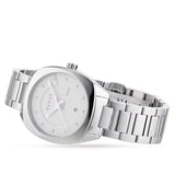 Shop Authentic Gucci G Frame Quartz Diamonds Silver Dial Silver Steel Strap Watch For Women - YA142504 - Luxxuri