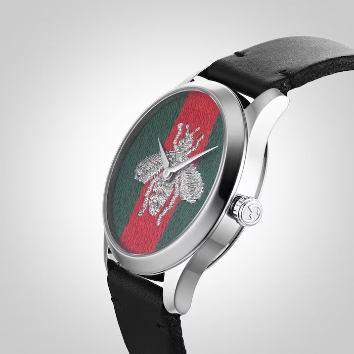  Shop Authentic Gucci G Timeless Quartz Green & Red Dial Black Leather Strap Watch For Men - YA1264149 - Luxxuri