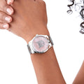  Shop Authentic Gucci G Timeless Quartz Mother of Pearl Pink Dial Silver Steel Strap Watch for Women - YA1264166 - Luxxuri