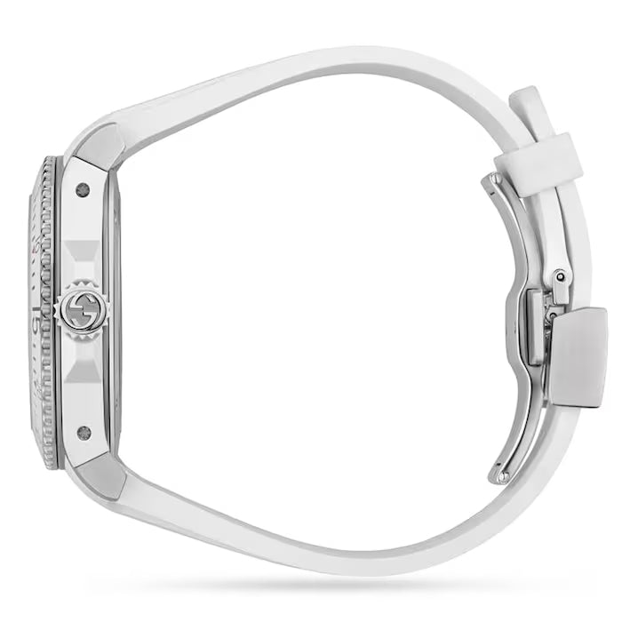  Shop Authentic Gucci Dive Quartz White Dial White Rubber Strap Watch For Men - YA136337 - Luxxuri