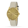  Shop Authentic Gucci G Timeless Quartz Gold Dial Beige Leather Strap Watch For Women - YA1264180 - Luxxuri
