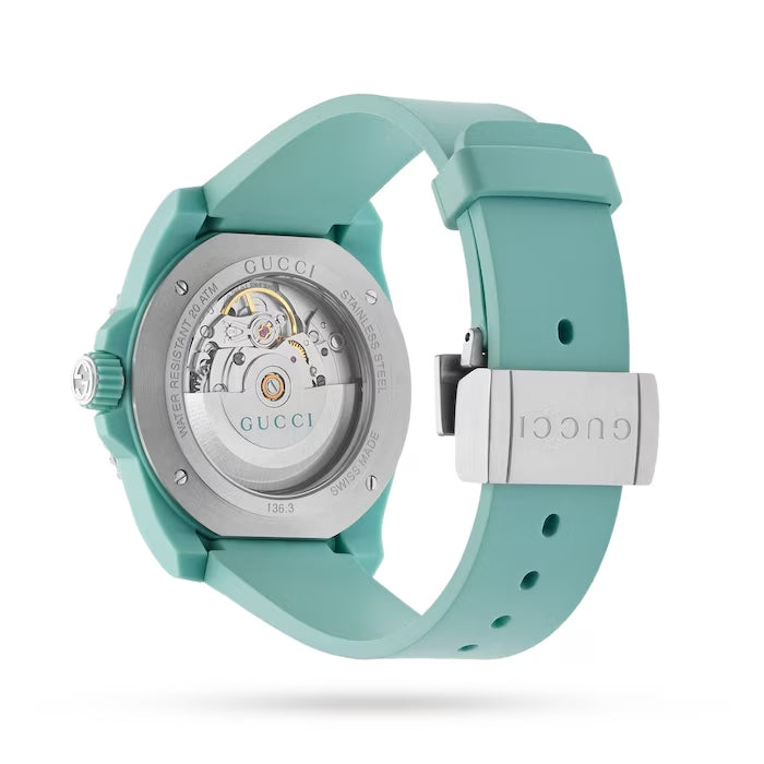  Shop Authentic Gucci Dive Automatic Green Dial Green Rubber Strap Unisex Watch - YA136344 - Luxxuri