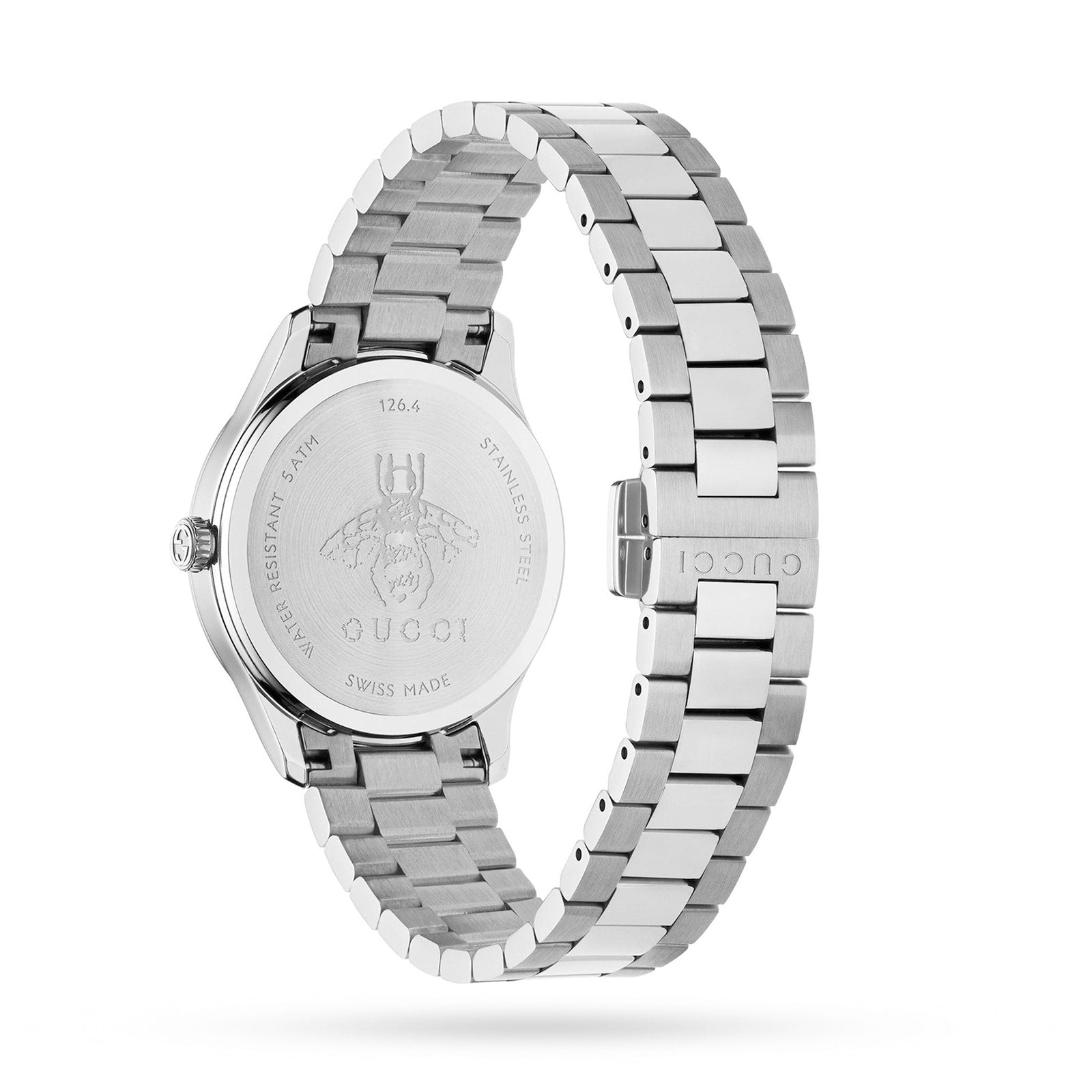  Shop Authentic Gucci G Timeless Quartz Gold Dial Silver Steel Strap Watch for Women - YA1265035 - Luxxuri