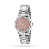  Shop Authentic Gucci G Timeless Quartz Pink Dial Silver Steel Strap Watch for Women - YA1265033 - Luxxuri