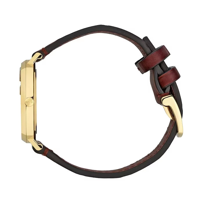  Shop Authentic Gucci Grip Quartz Gold Dial Maroon Leather Strap Watch For Women - YA157402 - Luxxuri