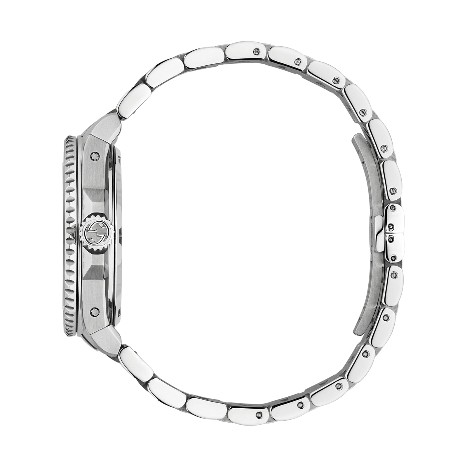  Shop Authentic Gucci Dive Automatic 18K Gold Silver Dial Silver Steel Strap Watch for Men - YA136357 - Luxxuri