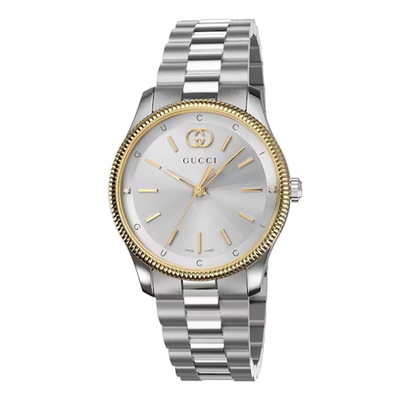  Shop Authentic Gucci G Timeless Quartz Silver Dial Two Tone Steel Strap Watch for Women - YA1265063 - Luxxuri