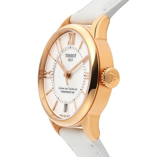  Shop Authentic Tissot Chemin Des Tourelles Powermatic 80 Lady Silver Dial White Leather Strap Watch For Women - T099.207.36.118.00 - Luxxuri