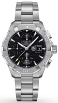  Shop Authentic Tag Heuer Aquaracer Automatic Chronograph Black Dial Silver Steel Strap Watch for Men - CAY2110.BA0927 - Luxxuri