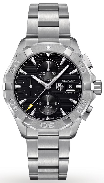 Shop Authentic Tag Heuer Aquaracer Automatic Chronograph Black Dial Silver Steel Strap Watch for Men - CAY2110.BA0927 - Luxxuri