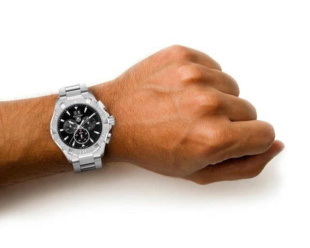  Shop Authentic Tag Heuer Aquaracer Chronograph Black Dial Silver Steel Strap Watch for Men - CAY1110.BA0927 - Luxxuri