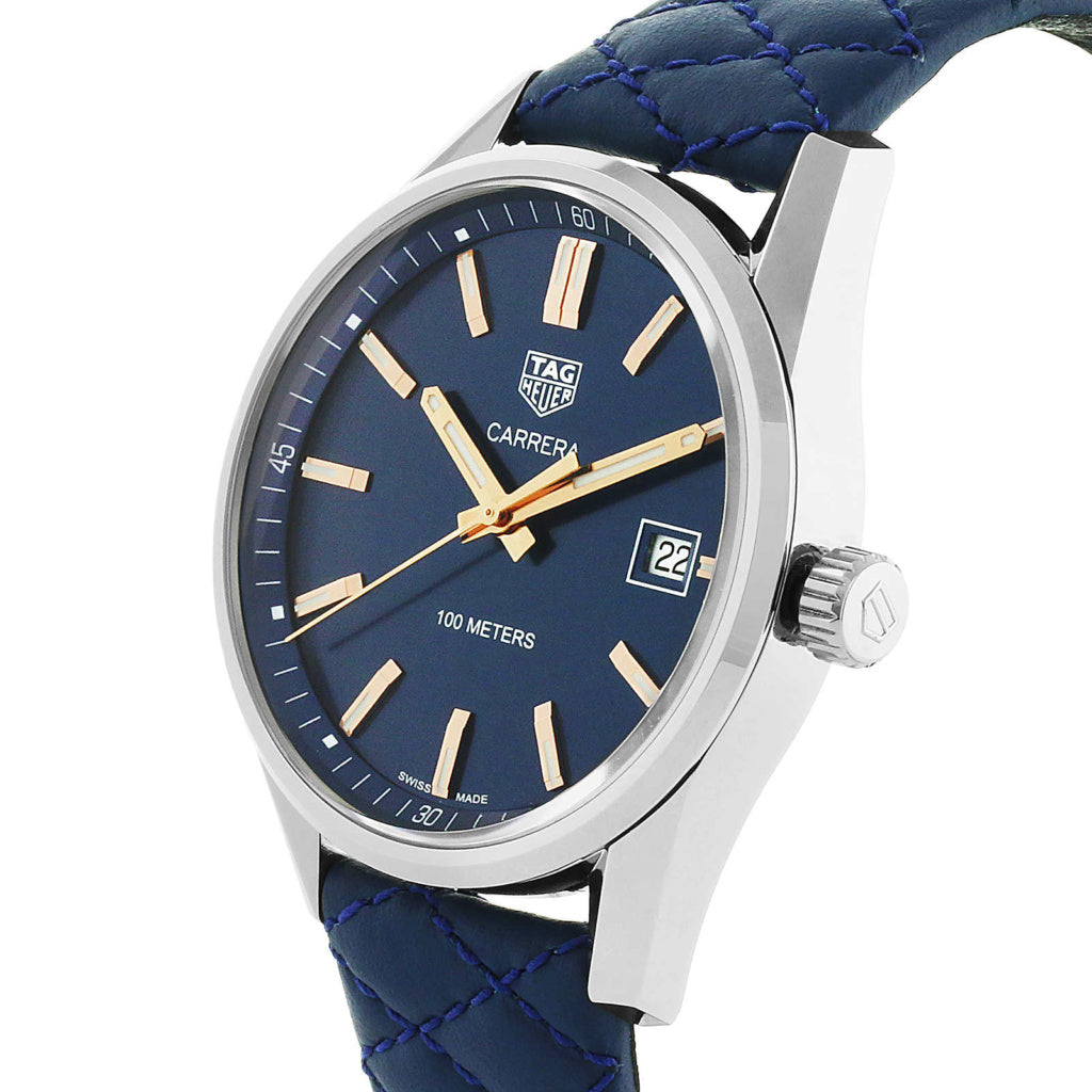  Shop Authentic Tag Heuer Carrera Quartz Blue Dial Blue Calfskin Leather Strap Watch for Women - WAR1112.FC6391 - Luxxuri