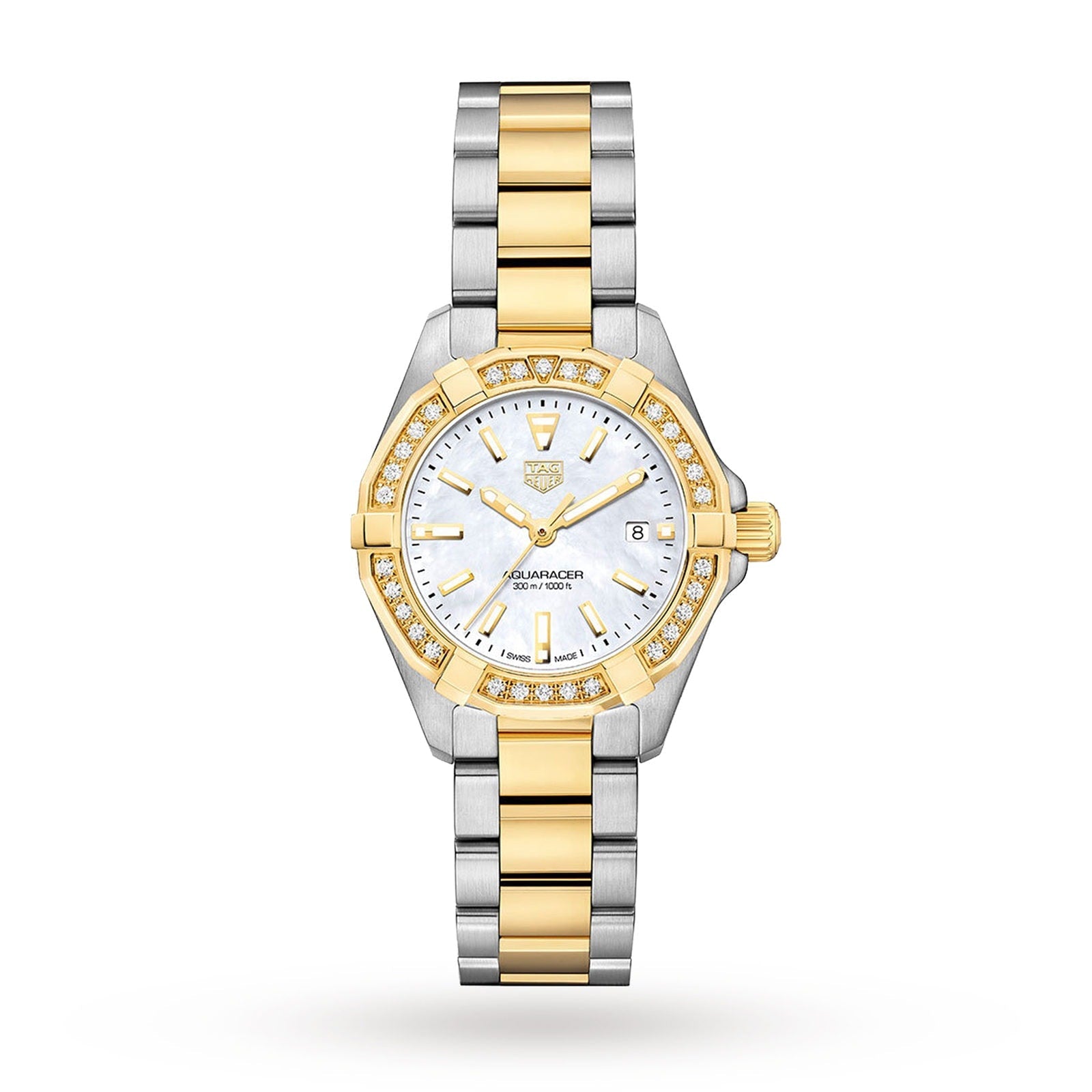  Shop Authentic Tag Heuer Aquaracer Diamonds Mother of Pearl Dial Two Tone Steel Strap Watch for Women - WBD1421.BB0321 - Luxxuri