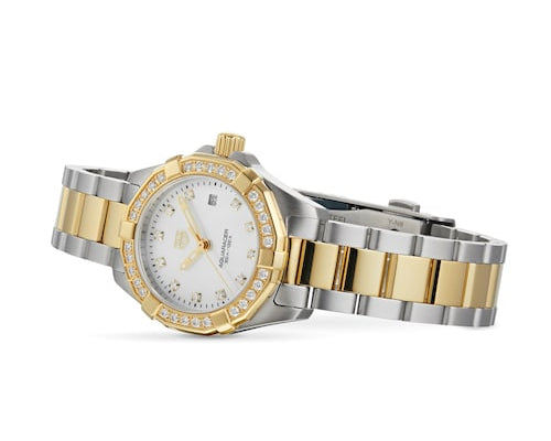  Shop Authentic Tag Heuer Aquaracer Mother of Pearl Dial Two Tone Steel Strap Watch for Men - WBD1420.BB0321 - Luxxuri