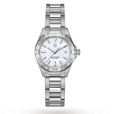  Shop Authentic Tag Heuer Aquaracer Quartz Mother of Pearl White Dial Silver Steel Strap Watch for Women - WBD1411.BA0741 - Luxxuri