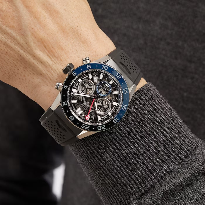  Shop Authentic Tag Heuer Carrera Automatic Chronograph Steel & Ceramic Black Dial Black Rubber Strap Watch for Men - CBG2A1Z.FT6157 - Luxxuri