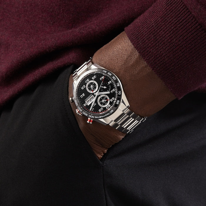  Shop Authentic Tag Heuer Carrera Chronograph Black Dial Silver Steel Strap Watch for Men - CBN2A1AA.BA0643 - Luxxuri