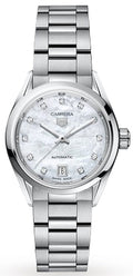  Shop Authentic Tag Heuer Carrera Diamonds Mother of Pearl Dial Silver Steel Strap Watch for Women - WBN2412.BA0621 - Luxxuri