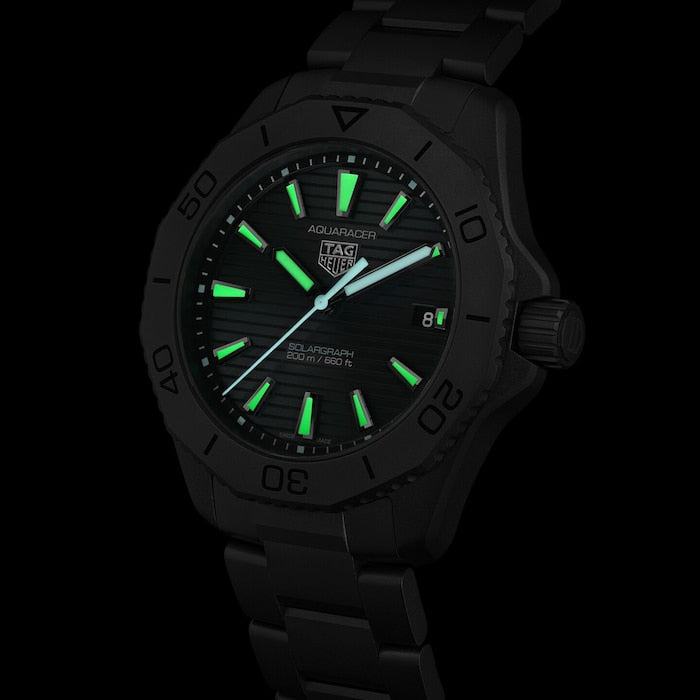  Shop Authentic Tag Heuer Aquaracer Professional 200 Solargraph Quartz Black Dial Silver Steel Strap Watch for Men - WBP1180.BF0000 - Luxxuri