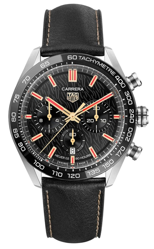  Shop Authentic Tag Heuer Carrera Year of The Rabbit Automatic Chronograph Black Dial Black Leather Strap Watch for Men - CBN2A1L.FC6521 - Luxxuri