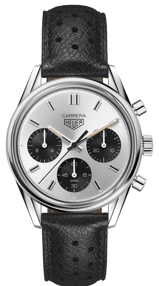  Shop Authentic Tag Heuer Carrera Chronograph 60th Anniversary Silver Dial Black Leather Strap Watch for Men - CBK221H.FC8317 - Luxxuri