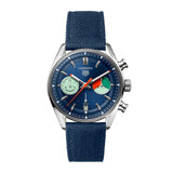  Shop Authentic Tag Heuer Carrera Skipper Automatic Chronograph Blue Dial Blue Nylon Strap Watch for Men - CBS2213.FN6002 - Luxxuri