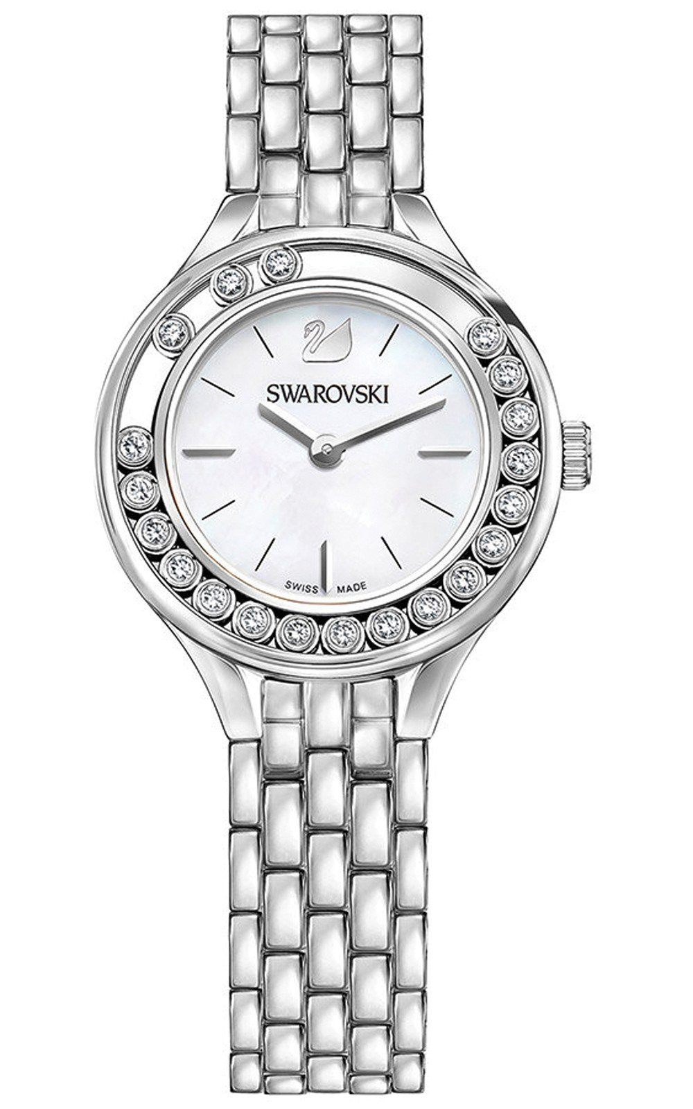  Shop Authentic Swarovski Lovely Crystals Mini White Dial Silver Steel Strap Watch for Women - 5242901 - Luxxuri