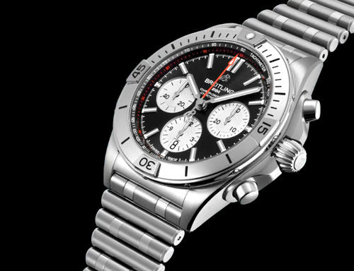  Shop Authentic Breitling Chronomat B01 42mm Black Dial Silver Steel Strap Watch for Men - AB0134101B1A1 - Luxxuri