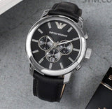  Shop Authentic Emporio Armani Classic Chronograph Black Dial Black Leather Strap Watch For Men - AR0431 - Luxxuri