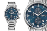  Shop Authentic Hugo Boss Aeroliner Blue Dial Silver Steel Strap Watch for Men - 1513183 - Luxxuri