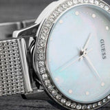  Shop Authentic Guess Chelsea Mother of Pearl White Dial Silver Mesh Strap Watch For Women - W0647L1 - Luxxuri