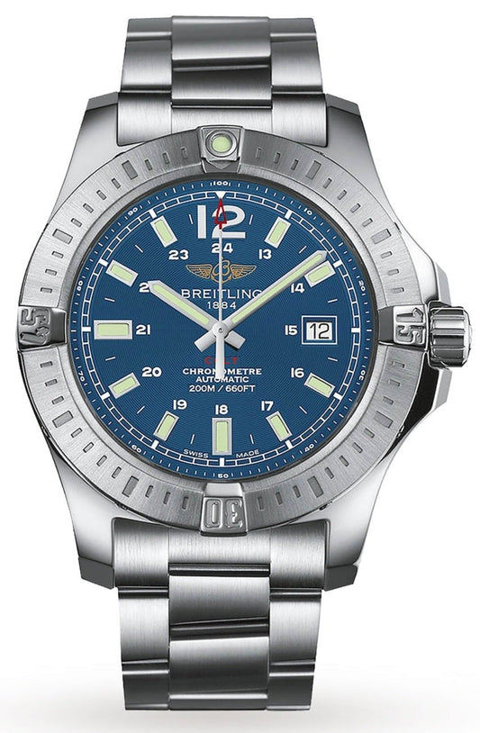  Shop Authentic Breitling Colt Automatic 44mm Blue Dial Silver Steel Strap Mens Watch - A1738811/C906/173A - Luxxuri