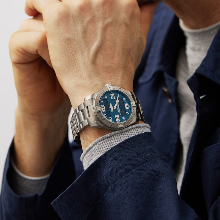  Shop Authentic Breitling Aerospace Evo Blue Dial Silver Steel Strap Watch for Men - E79363101C1E1 - Luxxuri